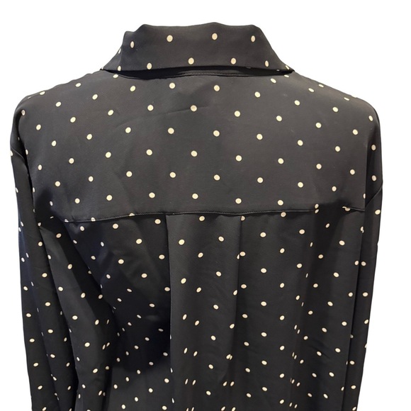 H&M Black Polka Dot Women's Button Front Top size XL - Picture 3 of 5